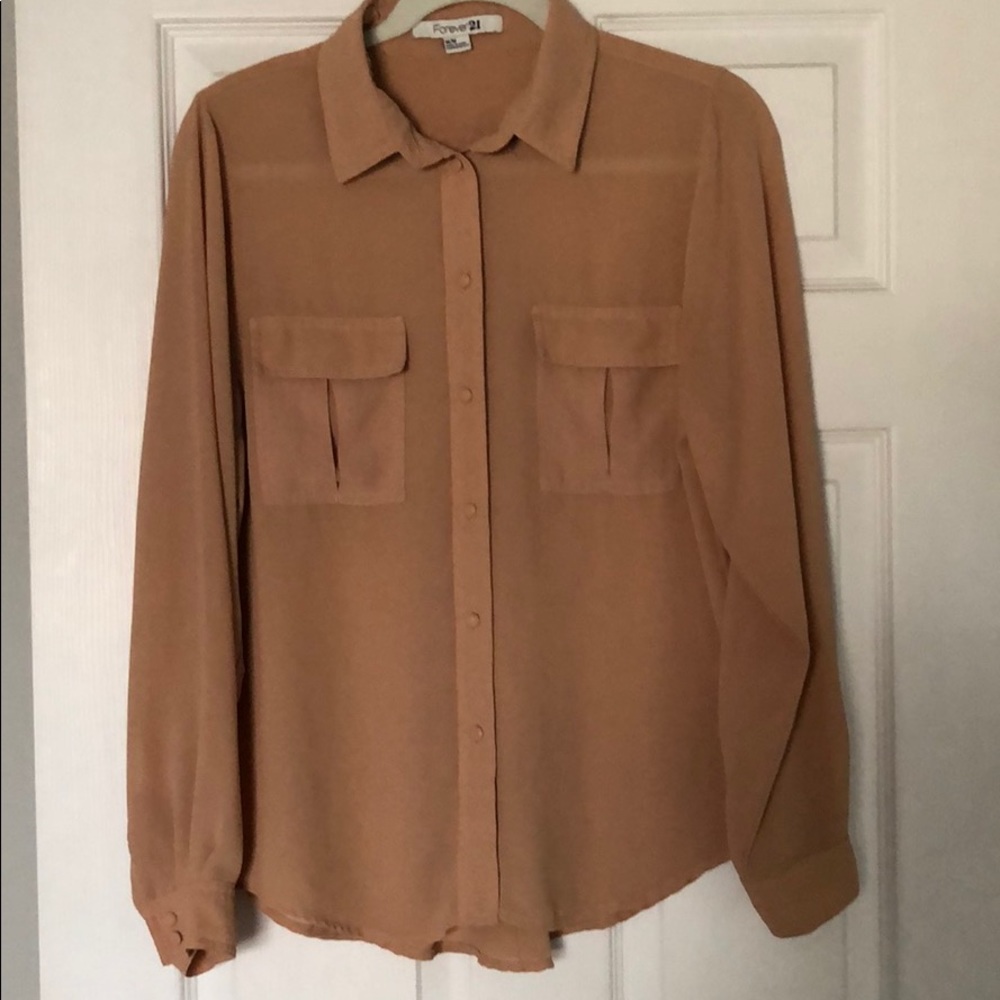 Forever 21, Blush Button-Down Blouse, Size Medium